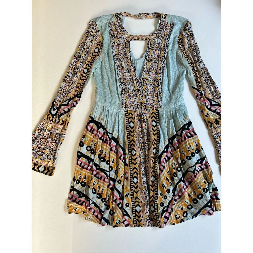 Free People Tegan Border Printed Mini Dress